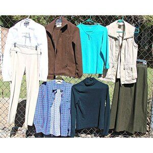 Assorted Lot 8 Womens Multicolor Vest Jacket Shirt T-Shirt Pant & Skirt Size S